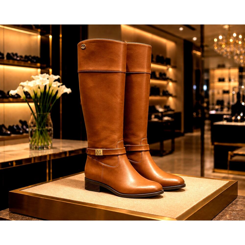 Charter Club Johannes Leather Riding Boots - Cognac - size 8.5